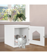 Side Table Cat Home Indoor Pet Crate Box Decor Cat Litter Box Wooden Cat... - £69.11 GBP