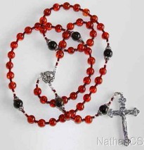 Important Catholic Rosary Rosenkranz Genuine Cognac Baltic Amber &amp; Sterling  - £254.43 GBP