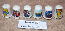 Thimbles, 6 pcs, Fine Bone China, # 875, antiques, collectables, vintage... - £12.00 GBP