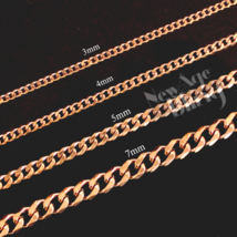 Cuban Curb Link RoseGold Plated StainlessSteel 16&quot;- 30&quot; Men Women Necklace 3-7mm - £4.73 GBP+