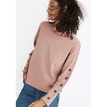 MADEWELL Women&#39;s XL Top Button Sleeve Turtleneck Sweatshirt Top Mauve Blush Pink - £39.14 GBP