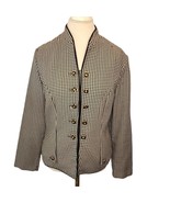 Vintage 90s Black Houndstooth Double Breasted Blazer Classic Unstructure... - £26.68 GBP