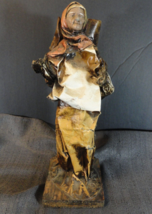 Peasant Working Woman Paper Mache Figure Statue Made In Tabasco Mexico 12&quot; - £27.90 GBP