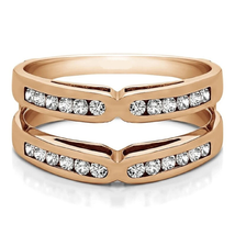 Womens Enhancer Wrap Wedding Band Ring Round Shape Diamonds 14K Rose Gold Plated - £96.80 GBP