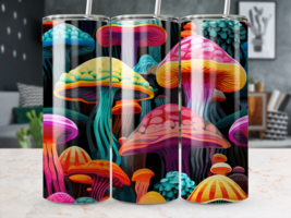Psychedelic Mushrooms- 20oz Straight Skinny Tumbler Stainless Drinkware ... - £19.70 GBP