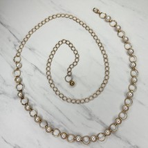 Faux Pearl Gold Tone Metal Chain Link Belt OS One Size - £15.56 GBP