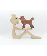Man and poodle, Handmade Wooden Art - £19.67 GBP