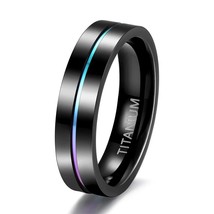 5mm 7mm 9mm Men Black Ring Titanium Women Wedding Band Rainbow Thin Groove Coupl - £16.53 GBP