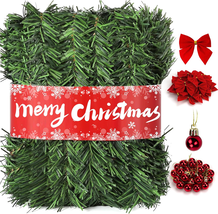 72Feet Christmas Garland, with 36 Red Velvet Bows and 24 Decorative Ball... - $783.38 MXN