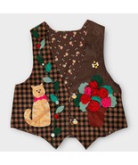 HANDMADE crazy cat lady patchwork look woven embellished vest plus size 2X - $653.94 MXN