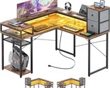 L Shaped Desk With Drawers, Reversible Corner Computer Desk With Led Lig... - £246.80 GBP