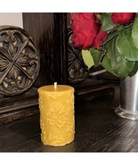 Handmade 100% Pure Beeswax Pillar Candle PATTERNS 100% Cotton Wick - $12.99