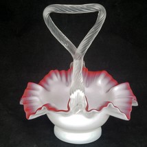 Victorian cased cranberry blow glass bowl with twisted clear glass handle - £71.47 GBP