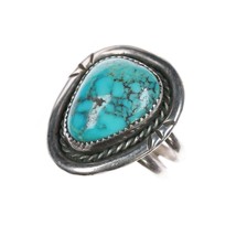 sz12 1970&#39;s Navajo sterling spiderweb turquoise ring - $163.35