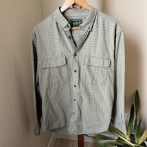 Woolrich Shirt Men Large Green Button Down Long Sleeve Plaid Camp Pockets Cotton - £20.23 GBP