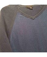 Alfani Men&#39;s Knit T-shirt Blue Black Pullover Stripe V Neck 100% Cotton XL - $181.73 MXN