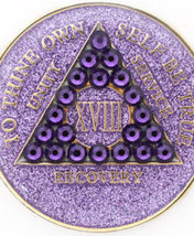 Purple Glitter Bling AA Medallion with Swarvoski Crystals  - $25.99