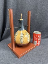 Vintage Native Indian Style Decorated Gourd On Wood Stand Deer Estate Find - $34.65