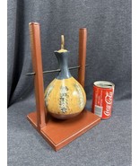Vintage Native Indian Style Decorated Gourd On Wood Stand Deer Estate Find - £27.18 GBP