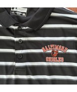 Baltimore Orioles Polo Shirt Mens Large Black White Striped  - £15.41 GBP