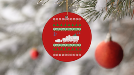 Plow Truck Ugly Christmas Sweater Circle Ornament - $19.95