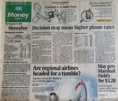 USA TODAY Newspaper ~ Thursday, June 10, 2004 ~ A Washington Farewell - Reagan Item image 3