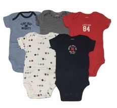 Carters 5 Pack Bodysuits for Boys 3 or 6 Months Football Themed  - £4.68 GBP