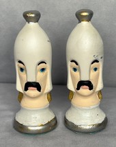 Duncan Chess Mold Ceramic Painted Pawn Set of 2 White Silver Vintage 1970&#39;s - £19.35 GBP