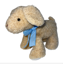 Just One Year Carter&#39;s Tan Beige Puppy Dog Blue Bow Feet Ears Plush Ratt... - £23.97 GBP