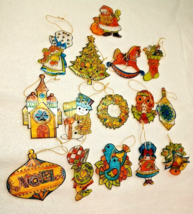 Vintage Plastic Stained Glass Christmas &amp; Suncatcher Variety of Ornaments 15 Pc - £22.82 GBP
