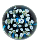 Vintage Murano Italy Art Glass Paperweight Blue Green White Millefiori - $47.86 CAD