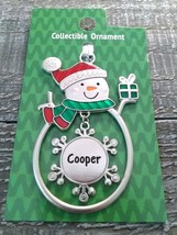 Christmas Snowman  Personalized &quot;Cooper&quot; Collectable Silver Ornament Ganz New - £19.74 GBP