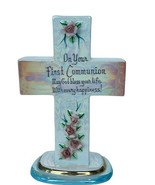 First Communion Cross Figurine God Bless Happiness Lefton Jesus Easter s... - £23.75 GBP