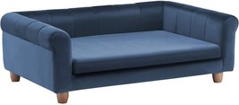 AAA 42-In. Elegant Navy Faux-Velvet Rectangular Dog Sofa For Medium And Large Do - $171.98