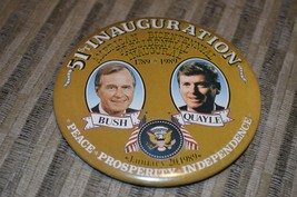 1988 George H.W. Bush &amp; Dan Quayle 3.5” Presidential Inauguration Button Pin - £15.92 GBP