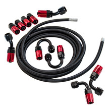 16FT AN-6 Stainless Steel Braided Fuel/Oil/Gas Hose Line Fitting End Set... - £36.90 GBP