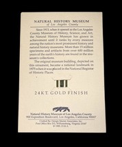 Vintage 1989 Natural History Museum LA 24KT Gold Bookmark w/ Card & Info image 7