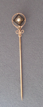 Antique Victorian Edwardian Stick Pin Prong Set Pearl Black Enamel 10K Gold - £59.31 GBP