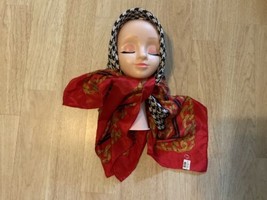 Bill Blass Scarf All Silk Red Black White Chain 35”x35” - $30.00