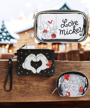 Disney Mickey &amp; Minnie Mouse 3-Piece Makeup Bag Set Wristlet, Travel &amp; O... - €28,92 EUR