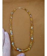 pb-437 Natural golden orange Amber Poland gemstone + crystal 21&quot; long NE... - £39.70 GBP