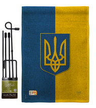 Ukraine Burlap - Impressions Decorative Metal Garden Pole Flag Set GS108192-DB - £27.15 GBP