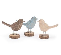 Midwest-CBK Tin Bird Shelf Sitter Display Figures Spring Colors Set of 3 - $19.30