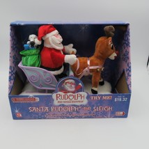 Gemmy Christmas Santa Rudolf The Red Nose Reindeer Sleigh Animated New 2005 - £23.34 GBP