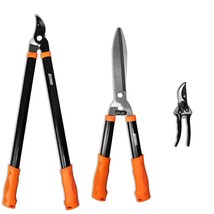 3 Piece Garden Tools Hedge Shear Trimmer Bypass Lopper Pruning Shears Ideal For  - £56.94 GBP