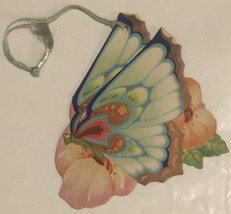 vintage Tally Card Blueish Green Butterfly Box2 - £10.08 GBP