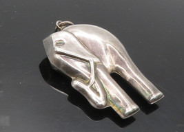 925 Sterling Silver - Vintage Dark Tone Hollow Elephant Motif Pendant - PT7790 - £53.21 GBP