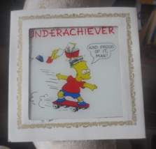 Bart Simpson Carnival Prize Frosted Glass Underachiever and Proud of It Simpsons - £14.53 GBP
