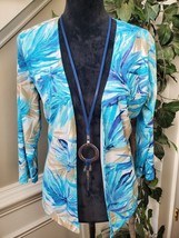 Additions By  Chicos Blue Floral Long Sleeve Open Front Cardigan Size Small - £23.50 GBP