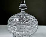 Vintage Hand Cut Roses Crystal Candy Jar Footed Lid 24% Lead Glass Polan... - $20.00